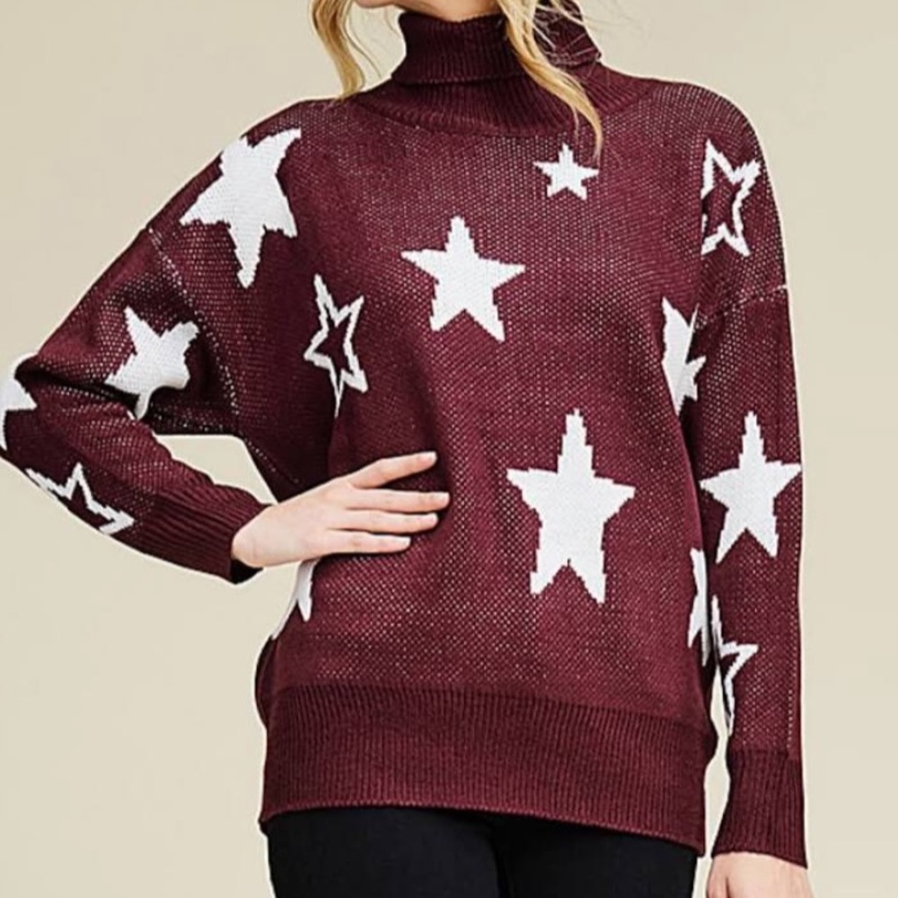 Annabelle Sweater - Plum Star turtleneck